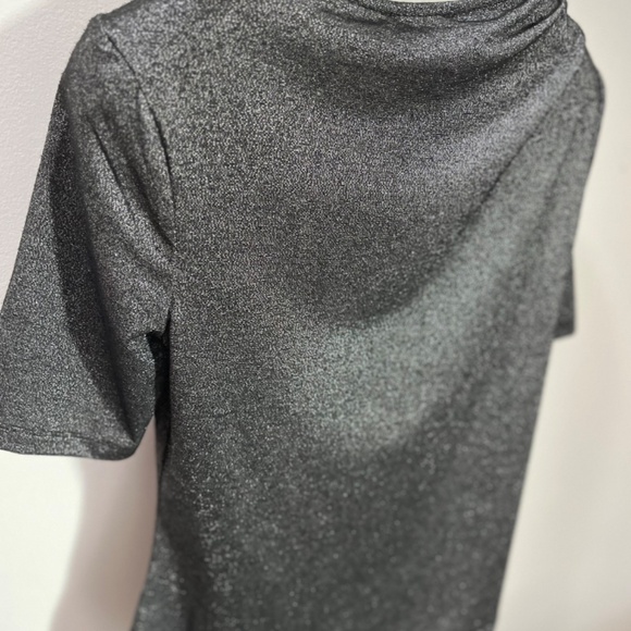 CALVIN KLEIN Black Metallic with Asymmetrical pleats Top Small - Picture 9 of 10